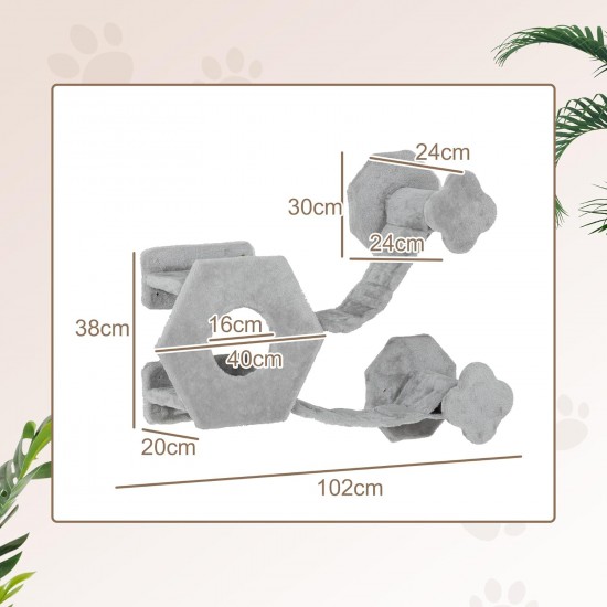 PawHut Cat Climbing Wall, Cat Lounger with Steps, Cat Cave, Jumping Tower, Toy Ball, Cat Platform for Cats up to 5 kg, Light Grey PawHut Cat Climbing Wall, Cat Lounger with Steps, Cat Cave, Jumping Tower, Toy Ball, Cat Platform for Cats up to 5 kg, Light Grey