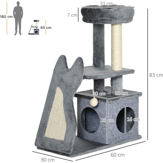 PawHut Scratching Post, 81 cm Scratching Post, Sisal Cat Scratching Post with Play Ball, Scratching Post for Cats, Scratching Furniture for Cats up to 5 kg, Indoor, Grey, Cream PawHut Scratching Post, 81 cm Scratching Post, Sisal Cat Scratching Post with Play Ball, Scratching Post for Cats, Scratching Furniture for Cats up to 5 kg, Indoor, Grey, Cream