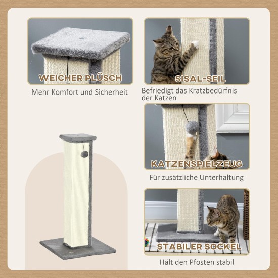 PawHut Scratching Post, 81 cm Scratching Post, Sisal Cat Scratching Post with Play Ball, Scratching Post for Cats, Scratching Furniture for Cats up to 5 kg, Indoor, Grey, Cream PawHut Scratching Post, 81 cm Scratching Post, Sisal Cat Scratching Post with Play Ball, Scratching Post for Cats, Scratching Furniture for Cats up to 5 kg, Indoor, Grey, Cream