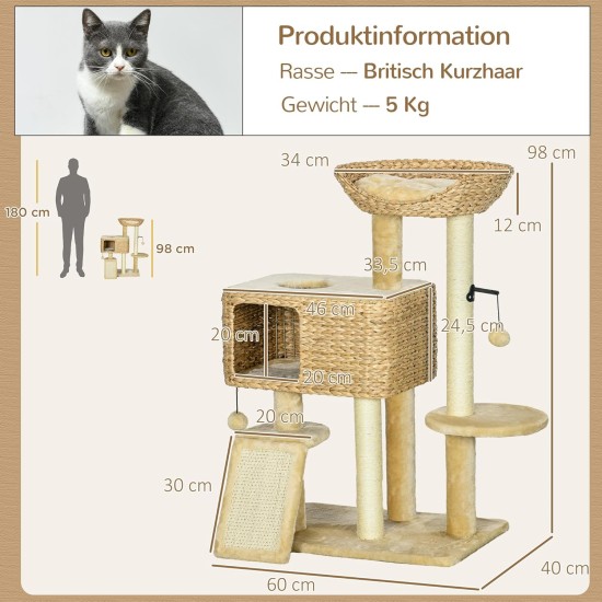 PawHut Scratching Post, 81 cm Scratching Post, Sisal Cat Scratching Post with Play Ball, Scratching Post for Cats, Scratching Furniture for Cats up to 5 kg, Indoor, Grey, Cream PawHut Scratching Post, 81 cm Scratching Post, Sisal Cat Scratching Post with Play Ball, Scratching Post for Cats, Scratching Furniture for Cats up to 5 kg, Indoor, Grey, Cream
