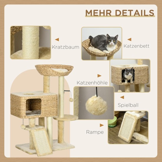 PawHut Scratching Post, 81 cm Scratching Post, Sisal Cat Scratching Post with Play Ball, Scratching Post for Cats, Scratching Furniture for Cats up to 5 kg, Indoor, Grey, Cream PawHut Scratching Post, 81 cm Scratching Post, Sisal Cat Scratching Post with Play Ball, Scratching Post for Cats, Scratching Furniture for Cats up to 5 kg, Indoor, Grey, Cream
