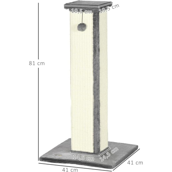 PawHut Scratching Post, 81 cm Scratching Post, Sisal Cat Scratching Post with Play Ball, Scratching Post for Cats, Scratching Furniture for Cats up to 5 kg, Indoor, Grey, Cream PawHut Scratching Post, 81 cm Scratching Post, Sisal Cat Scratching Post with Play Ball, Scratching Post for Cats, Scratching Furniture for Cats up to 5 kg, Indoor, Grey, Cream