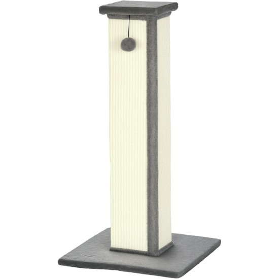 PawHut Scratching Post, 81 cm Scratching Post, Sisal Cat Scratching Post with Play Ball, Scratching Post for Cats, Scratching Furniture for Cats up to 5 kg, Indoor, Grey, Cream