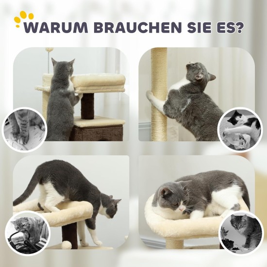 PawHut Scratching Post, 81 cm Scratching Post, Sisal Cat Scratching Post with Play Ball, Scratching Post for Cats, Scratching Furniture for Cats up to 5 kg, Indoor, Grey, Cream PawHut Scratching Post, 81 cm Scratching Post, Sisal Cat Scratching Post with Play Ball, Scratching Post for Cats, Scratching Furniture for Cats up to 5 kg, Indoor, Grey, Cream