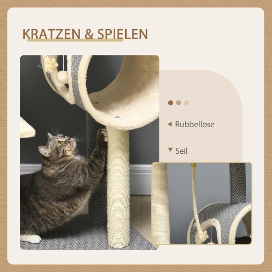 PawHut Scratching Post, 81 cm Scratching Post, Sisal Cat Scratching Post with Play Ball, Scratching Post for Cats, Scratching Furniture for Cats up to 5 kg, Indoor, Grey, Cream PawHut Scratching Post, 81 cm Scratching Post, Sisal Cat Scratching Post with Play Ball, Scratching Post for Cats, Scratching Furniture for Cats up to 5 kg, Indoor, Grey, Cream