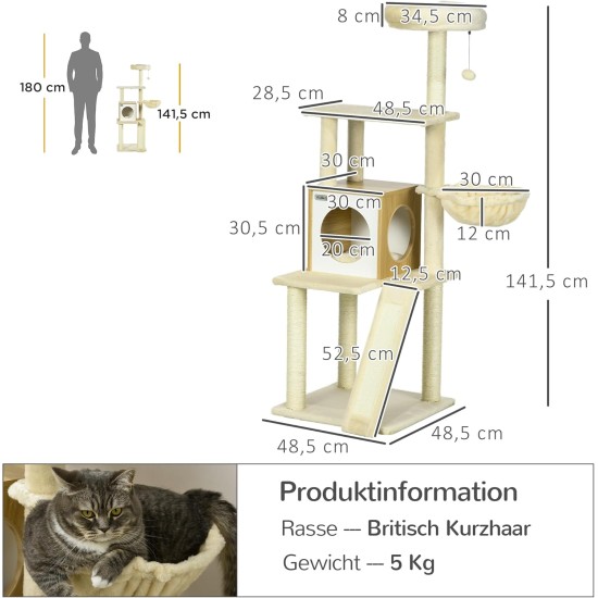 PawHut Scratching Post, 81 cm Scratching Post, Sisal Cat Scratching Post with Play Ball, Scratching Post for Cats, Scratching Furniture for Cats up to 5 kg, Indoor, Grey, Cream PawHut Scratching Post, 81 cm Scratching Post, Sisal Cat Scratching Post with Play Ball, Scratching Post for Cats, Scratching Furniture for Cats up to 5 kg, Indoor, Grey, Cream