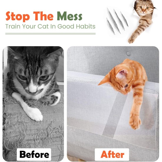 Pawaboo Cat Scratch Protector, 6 Pack Double-Sided Scratching Pads for Cats with Self-Adhesive Cat Scratch Protection Film with 30 Pads Nails Cat Claws Guards Pads for Sofa Furniture Door Scratch Pawaboo Cat Scratch Protector, 6 Pack Double-Sided Scratching Pads for Cats with Self-Adhesive Cat Scratch Protection Film with 30 Pads Nails Cat Claws Guards Pads for Sofa Furniture Door Scratch