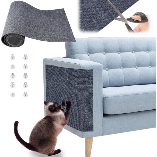 Pawtenda Self-Adhesive Scratching Mat, 40 x 200 cm, Cat Scratching Mat, Scratch Protection, Sofa Cat, Can Be Cut for Cat Trees, Floors, Walls, Furniture (Grey) Pawtenda Self-Adhesive Scratching Mat, 40 x 200 cm, Cat Scratching Mat, Scratch Protection, Sofa Cat, Can Be Cut for Cat Trees, Floors, Walls, Furniture (Grey)