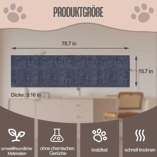 Pawtenda Self-Adhesive Scratching Mat, 40 x 200 cm, Cat Scratching Mat, Scratch Protection, Sofa Cat, Can Be Cut for Cat Trees, Floors, Walls, Furniture (Grey) Pawtenda Self-Adhesive Scratching Mat, 40 x 200 cm, Cat Scratching Mat, Scratch Protection, Sofa Cat, Can Be Cut for Cat Trees, Floors, Walls, Furniture (Grey)