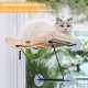 Pecute Cat Window Seats (42 x 30 x 6.5 cm), Cat Hammock Sisal with 2-in-1 Cat Scratching Post, Solid Wood Frame, Iron Holder and Powerful Suction Cup