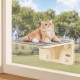 Pecute Cat Window Seats (42 x 30 x 6.5 cm), Cat Hammock Sisal with 2-in-1 Cat Scratching Post, Solid Wood Frame, Iron Holder and Powerful Suction Cup