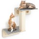 Pecute Cat Window Seats (42 x 30 x 6.5 cm), Cat Hammock Sisal with 2-in-1 Cat Scratching Post, Solid Wood Frame, Iron Holder and Powerful Suction Cup