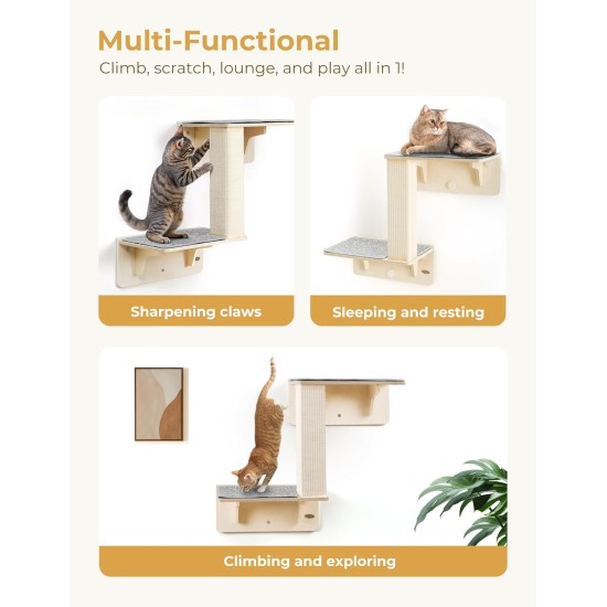 Pecute Cat Window Seats (42 x 30 x 6.5 cm), Cat Hammock Sisal with 2-in-1 Cat Scratching Post, Solid Wood Frame, Iron Holder and Powerful Suction Cup Pecute Cat Window Seats (42 x 30 x 6.5 cm), Cat Hammock Sisal with 2-in-1 Cat Scratching Post, Solid Wood Frame, Iron Holder and Powerful Suction Cup