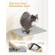 Pecute Cat Window Seats (42 x 30 x 6.5 cm), Cat Hammock Sisal with 2-in-1 Cat Scratching Post, Solid Wood Frame, Iron Holder and Powerful Suction Cup