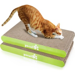 Pecute Scratching Board for Cats, Scratching Mat with Catnip, Scratching Boards for Small/Medium Cats, Woven Sisal + Carpet Fabric, Double-Sided Durable Wooden Structure, Kitty Scratch Pads, Cat Lounger