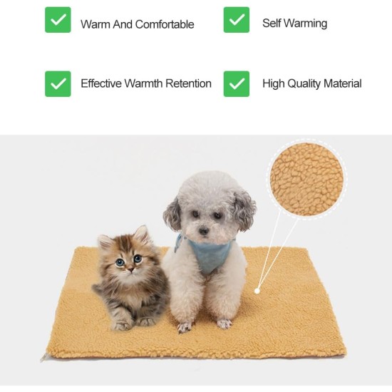 Pet Heating Pad, Self-Heating Blanket for Cats and Dogs, Heat Blanket Cat, Self-Warming Winter Warmth Dog Mat, Washable Puppy Thermal Blanket, Pets Warming Mat, 60 cm x 45 cm, Khaki Colour Pet Heating Pad, Self-Heating Blanket for Cats and Dogs, Heat Blanket Cat, Self-Warming Winter Warmth Dog Mat, Washable Puppy Thermal Blanket, Pets Warming Mat, 60 cm x 45 cm, Khaki Colour