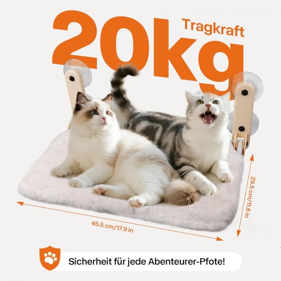 Pet Prime Window Lounger for Cats with 85 mm Suction Cups & 20 kg Load Capacity - Removable Covers, Stainless Steel Frame, 45 x 32 cm Window Sill Replacement for Indoor, Foldable & Cordless Pet Prime Window Lounger for Cats with 85 mm Suction Cups & 20 kg Load Capacity - Removable Covers, Stainless Steel Frame, 45 x 32 cm Window Sill Replacement for Indoor, Foldable & Cordless