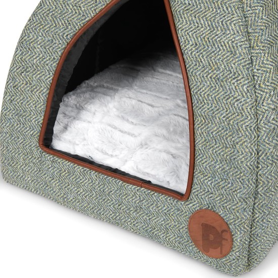 Petface Sage Herringbone Igloo Cat Bed Petface Sage Herringbone Igloo Cat Bed