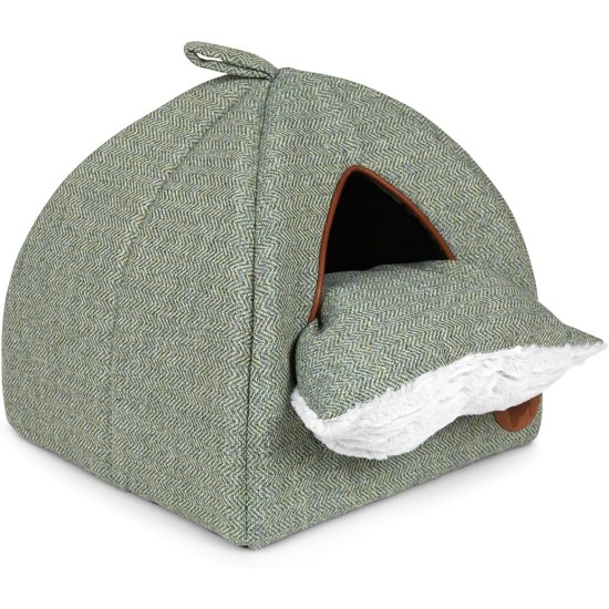 Petface Sage Herringbone Igloo Cat Bed Petface Sage Herringbone Igloo Cat Bed