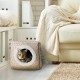 Petmaker Indoor Cat House with Removable Foam Cushion, Cat Cave for Puppies, Rabbits, Guinea Pigs, Hedgehogs and Other Small Animals, Grey Petmaker Indoor Cat House with Removable Foam Cushion, Cat Cave for Puppies, Rabbits, Guinea Pigs, Hedgehogs and Other Small Animals, Grey