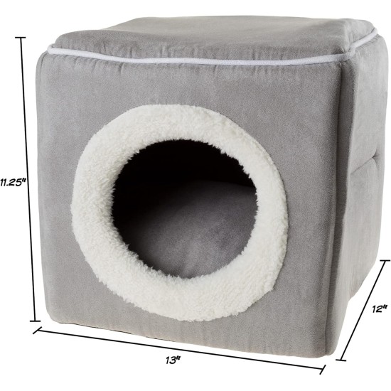 Petmaker Indoor Cat House with Removable Foam Cushion, Cat Cave for Puppies, Rabbits, Guinea Pigs, Hedgehogs and Other Small Animals, Grey Petmaker Indoor Cat House with Removable Foam Cushion, Cat Cave for Puppies, Rabbits, Guinea Pigs, Hedgehogs and Other Small Animals, Grey