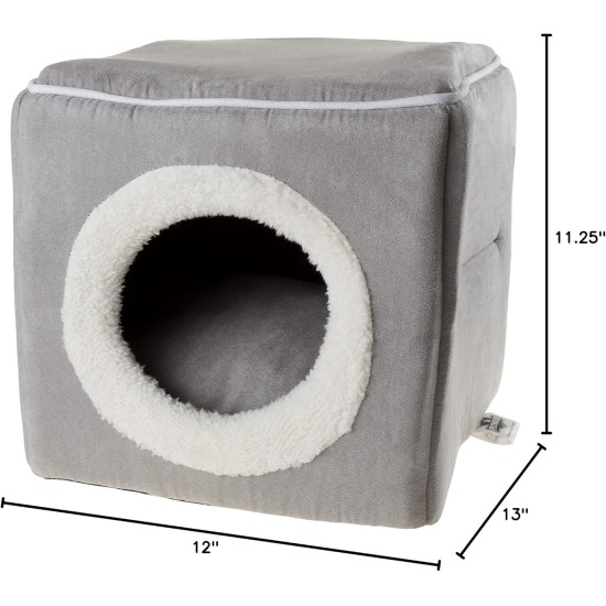 Petmaker Indoor Cat House with Removable Foam Cushion, Cat Cave for Puppies, Rabbits, Guinea Pigs, Hedgehogs and Other Small Animals, Grey Petmaker Indoor Cat House with Removable Foam Cushion, Cat Cave for Puppies, Rabbits, Guinea Pigs, Hedgehogs and Other Small Animals, Grey