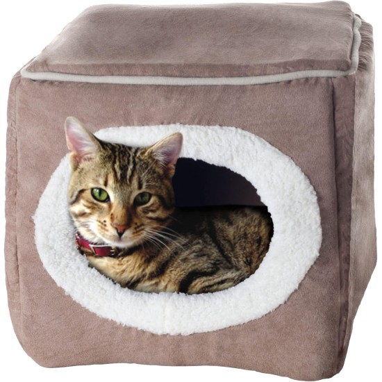 Petmaker Indoor Cat House with Removable Foam Cushion, Cat Cave for Puppies, Rabbits, Guinea Pigs, Hedgehogs and Other Small Animals, Grey Petmaker Indoor Cat House with Removable Foam Cushion, Cat Cave for Puppies, Rabbits, Guinea Pigs, Hedgehogs and Other Small Animals, Grey