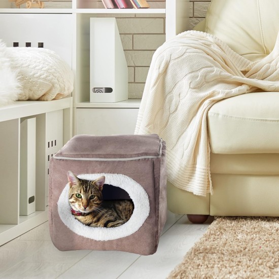 Petmaker Indoor Cat House with Removable Foam Cushion, Cat Cave for Puppies, Rabbits, Guinea Pigs, Hedgehogs and Other Small Animals, Grey Petmaker Indoor Cat House with Removable Foam Cushion, Cat Cave for Puppies, Rabbits, Guinea Pigs, Hedgehogs and Other Small Animals, Grey