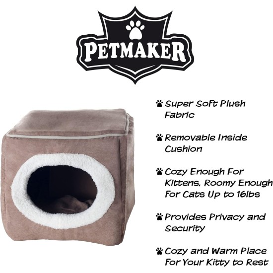 Petmaker Indoor Cat House with Removable Foam Cushion, Cat Cave for Puppies, Rabbits, Guinea Pigs, Hedgehogs and Other Small Animals, Grey Petmaker Indoor Cat House with Removable Foam Cushion, Cat Cave for Puppies, Rabbits, Guinea Pigs, Hedgehogs and Other Small Animals, Grey