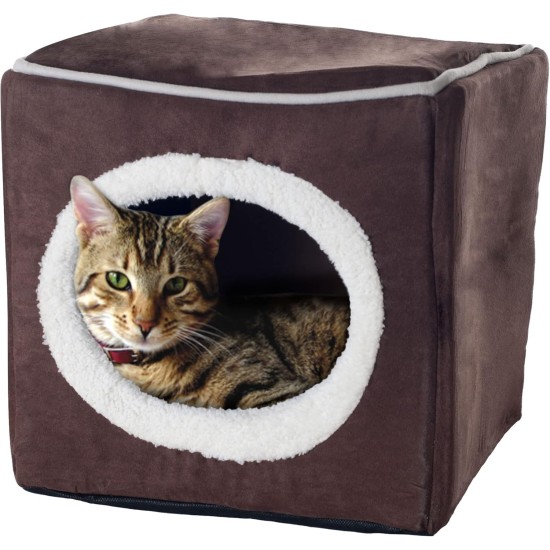 Petmaker Indoor Cat House with Removable Foam Cushion, Cat Cave for Puppies, Rabbits, Guinea Pigs, Hedgehogs and Other Small Animals, Grey Petmaker Indoor Cat House with Removable Foam Cushion, Cat Cave for Puppies, Rabbits, Guinea Pigs, Hedgehogs and Other Small Animals, Grey