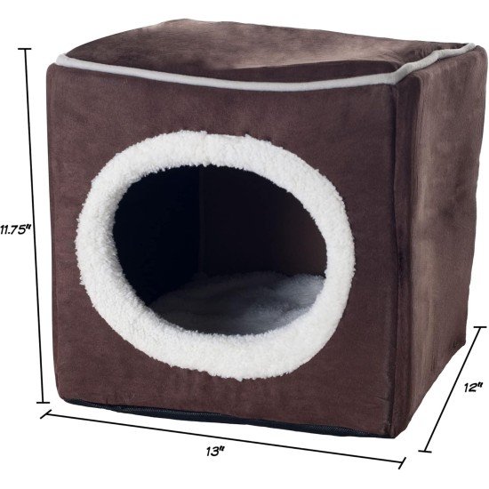 Petmaker Indoor Cat House with Removable Foam Cushion, Cat Cave for Puppies, Rabbits, Guinea Pigs, Hedgehogs and Other Small Animals, Grey Petmaker Indoor Cat House with Removable Foam Cushion, Cat Cave for Puppies, Rabbits, Guinea Pigs, Hedgehogs and Other Small Animals, Grey