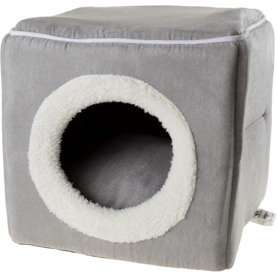 Petmaker Indoor Cat House with Removable Foam Cushion, Cat Cave for Puppies, Rabbits, Guinea Pigs, Hedgehogs and Other Small Animals, Grey Petmaker Indoor Cat House with Removable Foam Cushion, Cat Cave for Puppies, Rabbits, Guinea Pigs, Hedgehogs and Other Small Animals, Grey