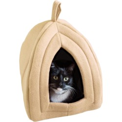 Petmaker Pet Bed, Igloo Soft Inner Tent with Concealed Cover for Cats, Kittens and Small Pets with Removable Cushion, Light Brown Petmaker Pet Bed, Igloo Soft Inner Tent with Concealed Cover for Cats, Kittens and Small Pets with Removable Cushion, Light Brown
