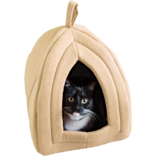 Petmaker Pet Bed, Igloo Soft Inner Tent with Concealed Cover for Cats, Kittens and Small Pets with Removable Cushion, Light Brown Petmaker Pet Bed, Igloo Soft Inner Tent with Concealed Cover for Cats, Kittens and Small Pets with Removable Cushion, Light Brown