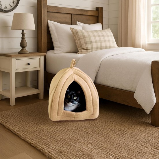 Petmaker Pet Bed, Igloo Soft Inner Tent with Concealed Cover for Cats, Kittens and Small Pets with Removable Cushion, Light Brown Petmaker Pet Bed, Igloo Soft Inner Tent with Concealed Cover for Cats, Kittens and Small Pets with Removable Cushion, Light Brown
