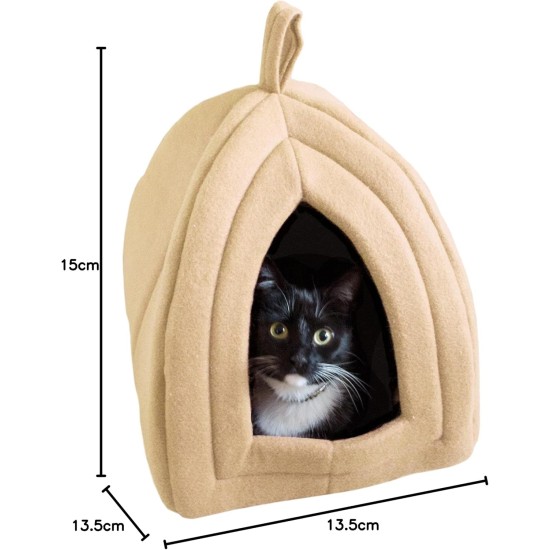 Petmaker Pet Bed, Igloo Soft Inner Tent with Concealed Cover for Cats, Kittens and Small Pets with Removable Cushion, Light Brown Petmaker Pet Bed, Igloo Soft Inner Tent with Concealed Cover for Cats, Kittens and Small Pets with Removable Cushion, Light Brown