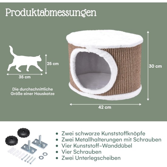 Pfotenolymp® Hammock for Cats Stable with Wall Mounting for Cats up to 10 kg | Cat Hammock Complete Set | Cat Bed Lounger Pfotenolymp® Hammock for Cats Stable with Wall Mounting for Cats up to 10 kg | Cat Hammock Complete Set | Cat Bed Lounger