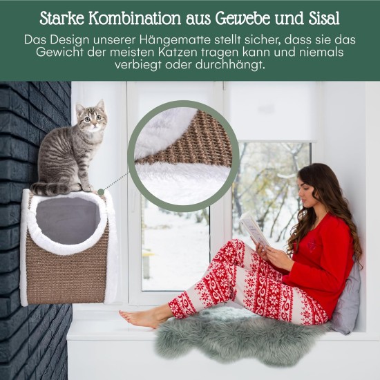 Pfotenolymp® Hammock for Cats Stable with Wall Mounting for Cats up to 10 kg | Cat Hammock Complete Set | Cat Bed Lounger Pfotenolymp® Hammock for Cats Stable with Wall Mounting for Cats up to 10 kg | Cat Hammock Complete Set | Cat Bed Lounger