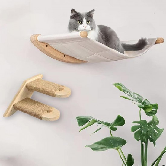 REDKNOT Wooden Cat Climbing Wall Set Including Cat Hammock and Cat Ladder, Cat Stairs Wall with Sisal Scratching Post, Wall Scratching Post, Cat Furniture for Cats, Sleeping, Playing and Resting, up REDKNOT Wooden Cat Climbing Wall Set Including Cat Hammock and Cat Ladder, Cat Stairs Wall with Sisal Scratching Post, Wall Scratching Post, Cat Furniture for Cats, Sleeping, Playing and Resting, up
