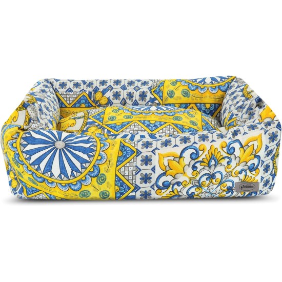 Record - Katzenbett Sorrento aus Polycotton - Gepolstertes Tierbett mit fröhlichem Design - Rechteckiges Kissen für Hunde und Katzen | S - 60 x 45 x 17 cm Record - Katzenbett Sorrento aus Polycotton - Gepolstertes Tierbett mit fröhlichem Design - Rechteckiges Kissen für Hunde und Katzen | S - 60 x 45 x 17 cm