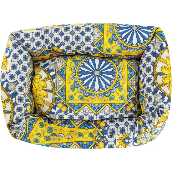Record - Katzenbett Sorrento aus Polycotton - Gepolstertes Tierbett mit fröhlichem Design - Rechteckiges Kissen für Hunde und Katzen | S - 60 x 45 x 17 cm Record - Katzenbett Sorrento aus Polycotton - Gepolstertes Tierbett mit fröhlichem Design - Rechteckiges Kissen für Hunde und Katzen | S - 60 x 45 x 17 cm