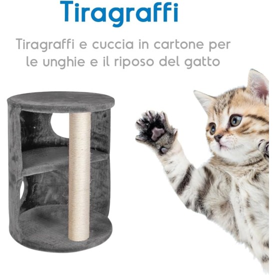 Record Geranium Cat Scratching Post - Three Tier Structure - Vertical Bridge with Plush Lining and Sisal Exterior for Scratching - Dimensions: 30 x 30 x 65 (H) cm, Colour: Red Record Geranium Cat Scratching Post - Three Tier Structure - Vertical Bridge with Plush Lining and Sisal Exterior for Scratching - Dimensions: 30 x 30 x 65 (H) cm, Colour: Red