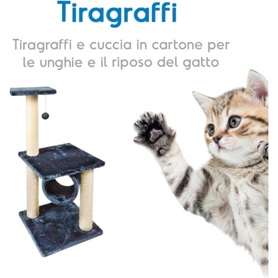 Record Geranium Cat Scratching Post - Three Tier Structure - Vertical Bridge with Plush Lining and Sisal Exterior for Scratching - Dimensions: 30 x 30 x 65 (H) cm, Colour: Red Record Geranium Cat Scratching Post - Three Tier Structure - Vertical Bridge with Plush Lining and Sisal Exterior for Scratching - Dimensions: 30 x 30 x 65 (H) cm, Colour: Red