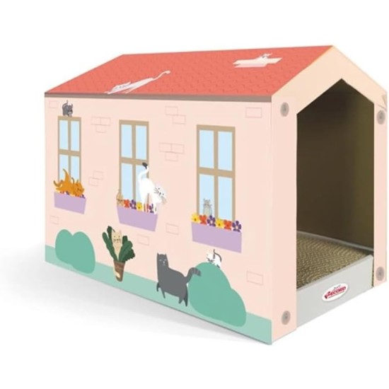 Record Geranium Cat Scratching Post - Three Tier Structure - Vertical Bridge with Plush Lining and Sisal Exterior for Scratching - Dimensions: 30 x 30 x 65 (H) cm, Colour: Red Record Geranium Cat Scratching Post - Three Tier Structure - Vertical Bridge with Plush Lining and Sisal Exterior for Scratching - Dimensions: 30 x 30 x 65 (H) cm, Colour: Red