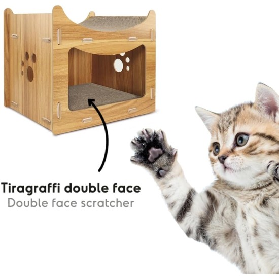 Record Geranium Cat Scratching Post - Three Tier Structure - Vertical Bridge with Plush Lining and Sisal Exterior for Scratching - Dimensions: 30 x 30 x 65 (H) cm, Colour: Red Record Geranium Cat Scratching Post - Three Tier Structure - Vertical Bridge with Plush Lining and Sisal Exterior for Scratching - Dimensions: 30 x 30 x 65 (H) cm, Colour: Red