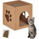 Relaxdays Cardboard Cat House with Scratching Board to Assemble Includes Catnip HBT: 30 x 30 x 30.5 cm, Brown, 100%, Light Brown, 30 x 30 x 30.5 cm