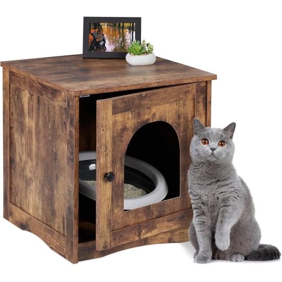 Relaxdays Cat Cabinet for Cat Litter Tray, Door with Open Entrance, Industrial Style, HBT 50 x 48 x 50 cm, Cat House, Brown Relaxdays Cat Cabinet for Cat Litter Tray, Door with Open Entrance, Industrial Style, HBT 50 x 48 x 50 cm, Cat House, Brown