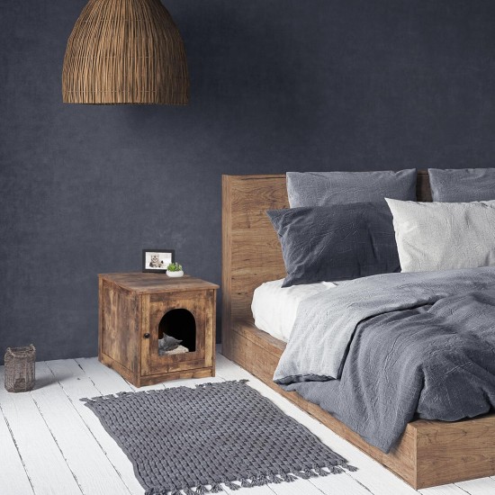 Relaxdays Cat Cabinet for Cat Litter Tray, Door with Open Entrance, Industrial Style, HBT 50 x 48 x 50 cm, Cat House, Brown Relaxdays Cat Cabinet for Cat Litter Tray, Door with Open Entrance, Industrial Style, HBT 50 x 48 x 50 cm, Cat House, Brown