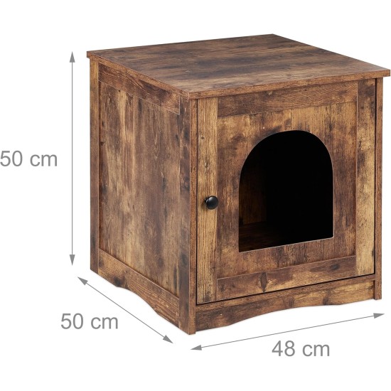 Relaxdays Cat Cabinet for Cat Litter Tray, Door with Open Entrance, Industrial Style, HBT 50 x 48 x 50 cm, Cat House, Brown Relaxdays Cat Cabinet for Cat Litter Tray, Door with Open Entrance, Industrial Style, HBT 50 x 48 x 50 cm, Cat House, Brown