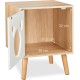 Relaxdays Cat Cabinet with Door, H x W x D: 50 x 40 x 40 cm, Hide Cat Litter Tray, Sleeping Area, Indoor Cat Chest of Drawers, Natural/White